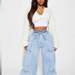 Brand-New Fashion Nova Light Blue Wide-Leg Jeans